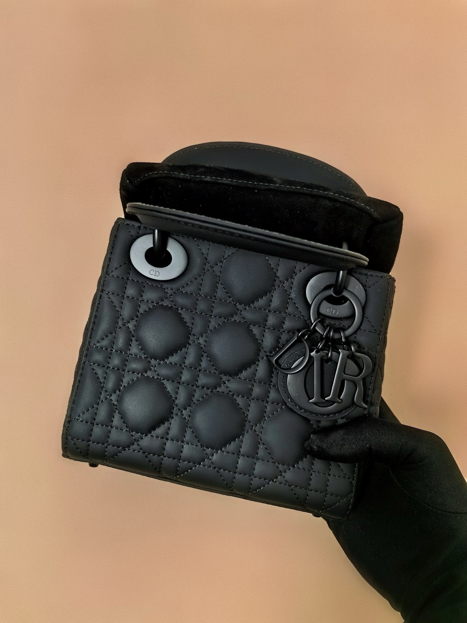 DIOR Mini Lady Dior Bag Black Ultramatte Cannage Calfskin