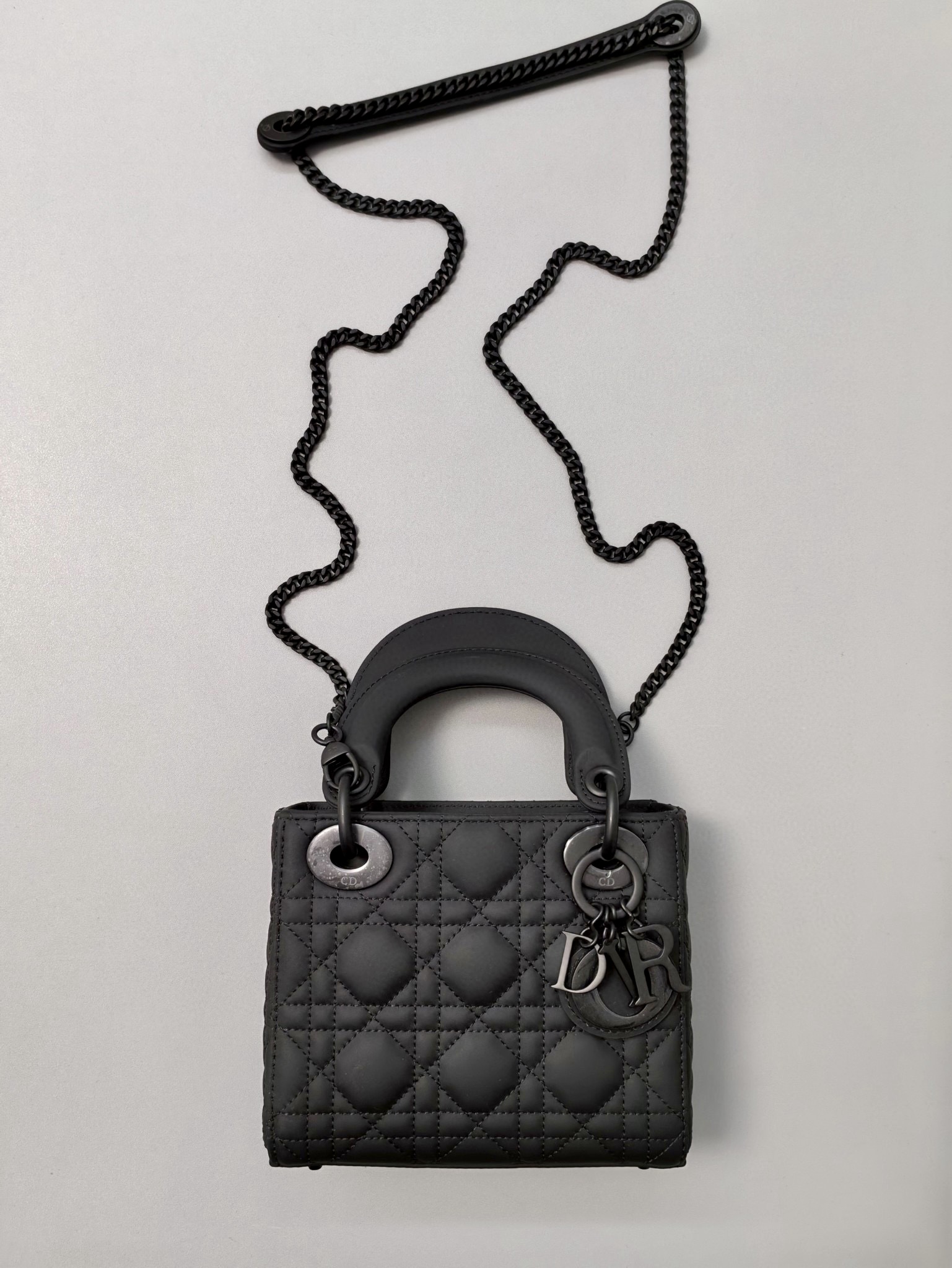 DIOR Mini Lady Dior Bag Black Ultramatte Cannage Calfskin