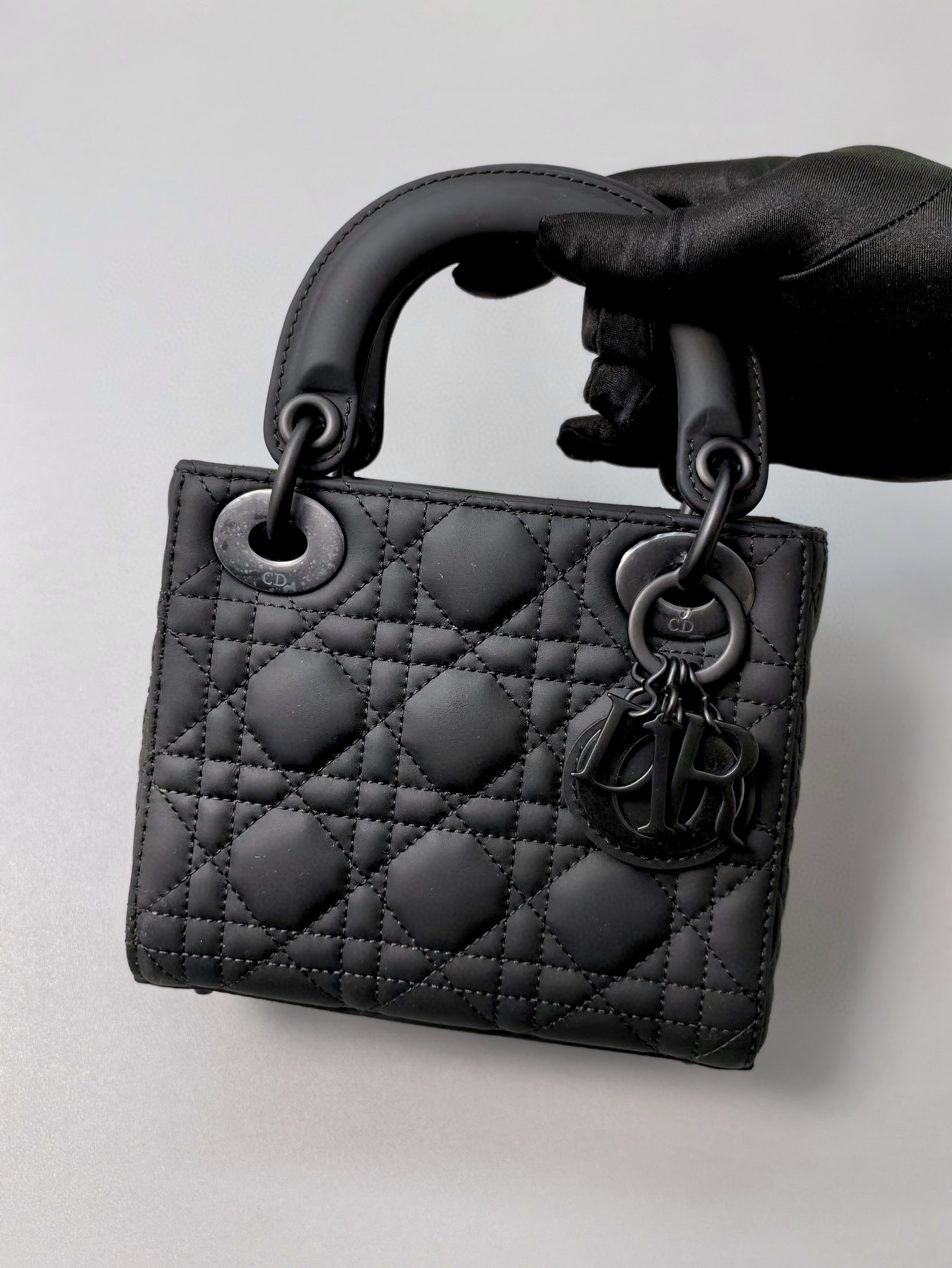 DIOR Mini Lady Dior Bag Black Ultramatte Cannage Calfskin