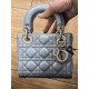 DIOR Mini Lady Dior Bag Grey Pearlescent Cannage Lambskin Gold Hardware