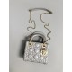 DIOR Mini Lady Dior Bag Grey Pearlescent Cannage Lambskin Gold Hardware