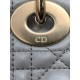 DIOR Mini Lady Dior Bag Grey Pearlescent Cannage Lambskin Gold Hardware