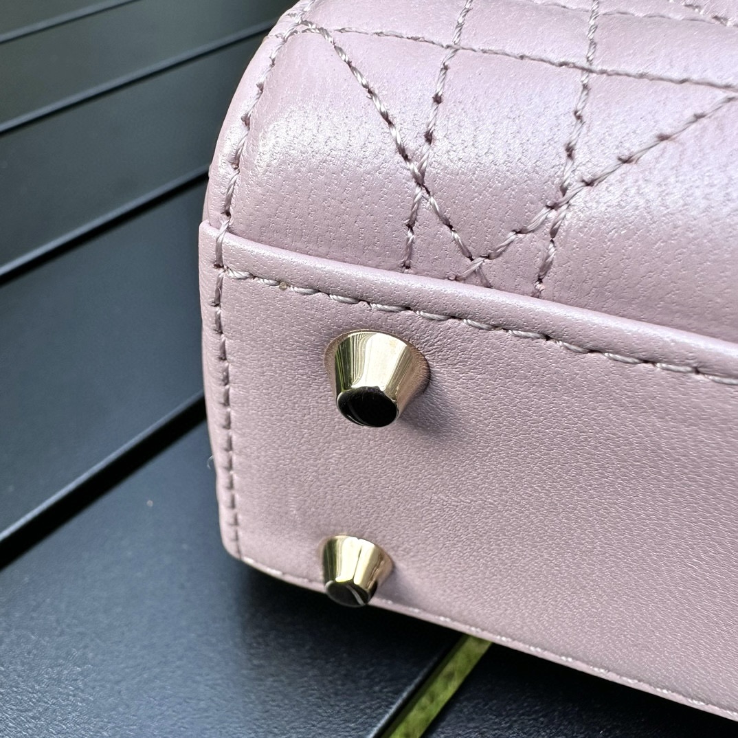 DIOR Mini Lady Dior Bag Lotus Pink Pearlescent Cannage Lambskin Gold Hardware