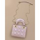 DIOR Mini Lady Dior Bag Lotus Pink Pearlescent Cannage Lambskin Gold Hardware