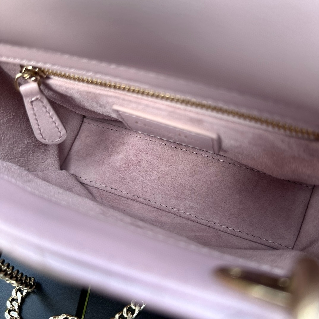 DIOR Mini Lady Dior Bag Lotus Pink Pearlescent Cannage Lambskin Gold Hardware