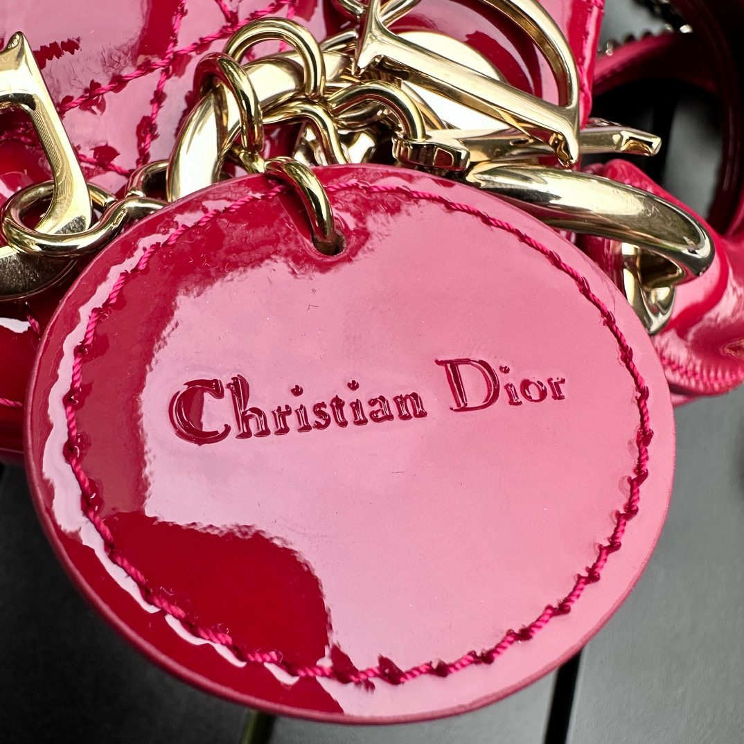 DIOR Mini Lady Dior Bag Cherry Red Patent Cannage Calfskin Gold Hardware