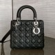 DIOR Medium Lady Dior Bag In Black Cannage Lambskin Sliver Hardware