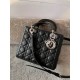 DIOR Medium Lady Dior Bag In Black Cannage Lambskin Sliver Hardware