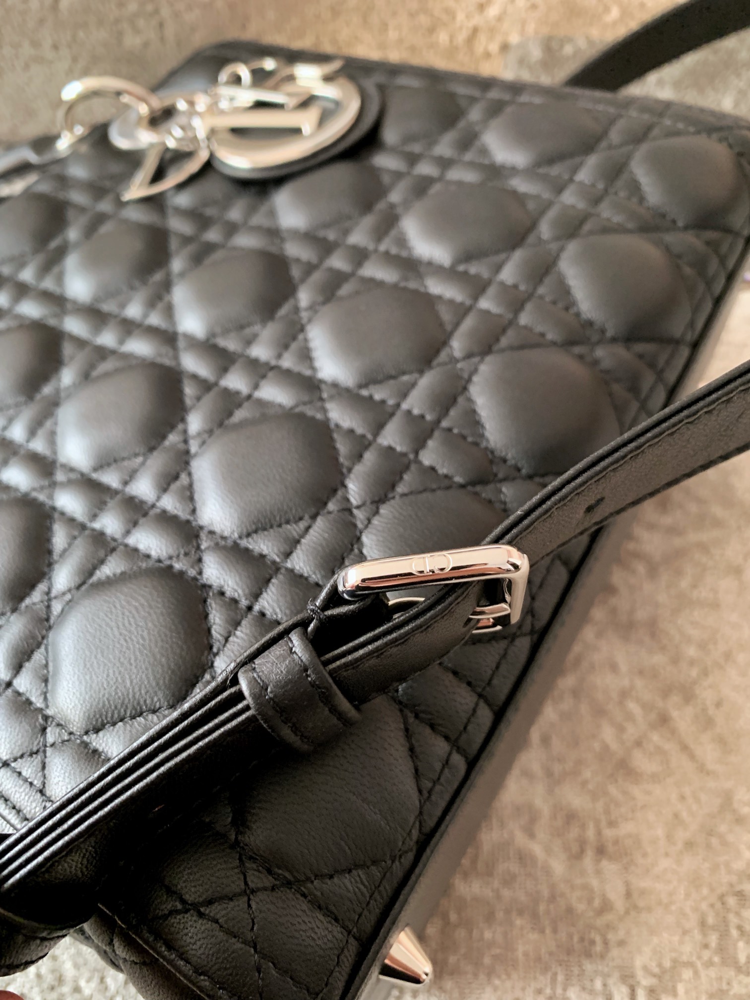 DIOR Medium Lady Dior Bag In Black Cannage Lambskin Sliver Hardware