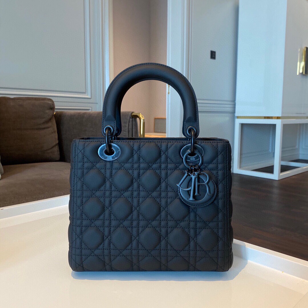 DIOR Medium Lady Dior Bag So Black Ultramatte Cannage Calfskin