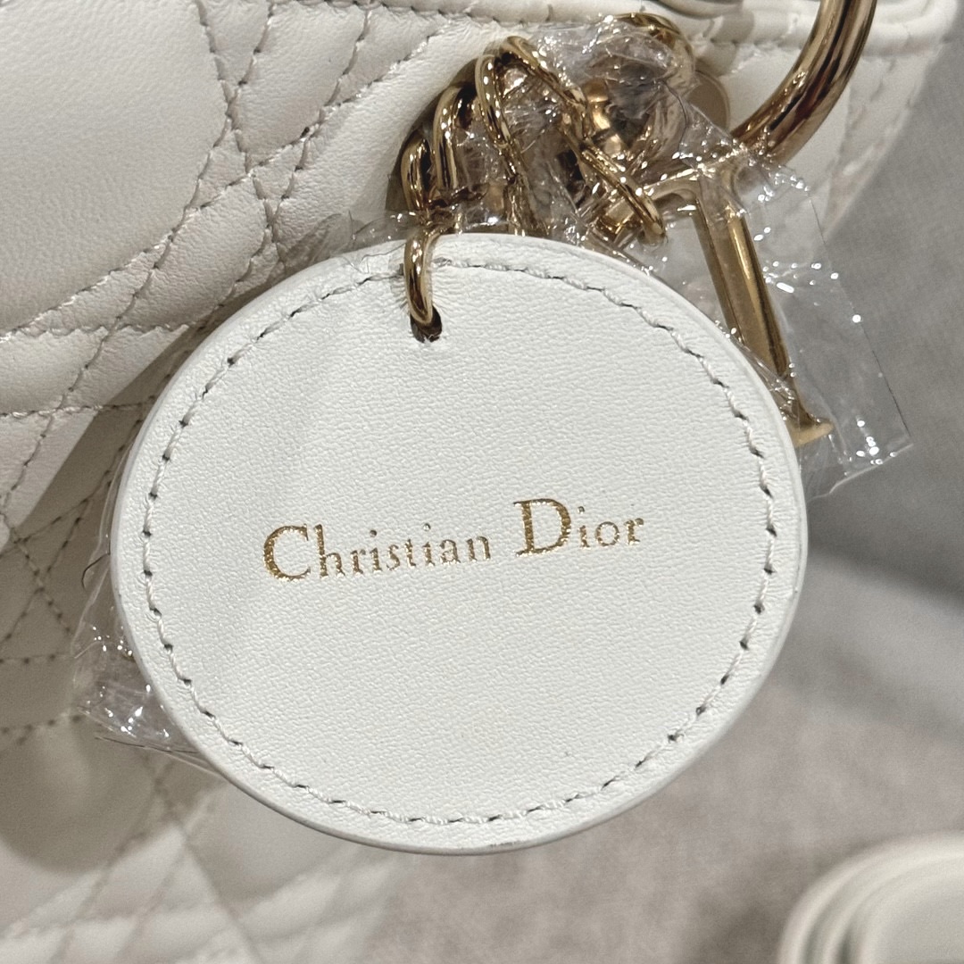 DIOR Medium Lady Dior Bag  In Latte Cannage Lambskin Gold  Hardware