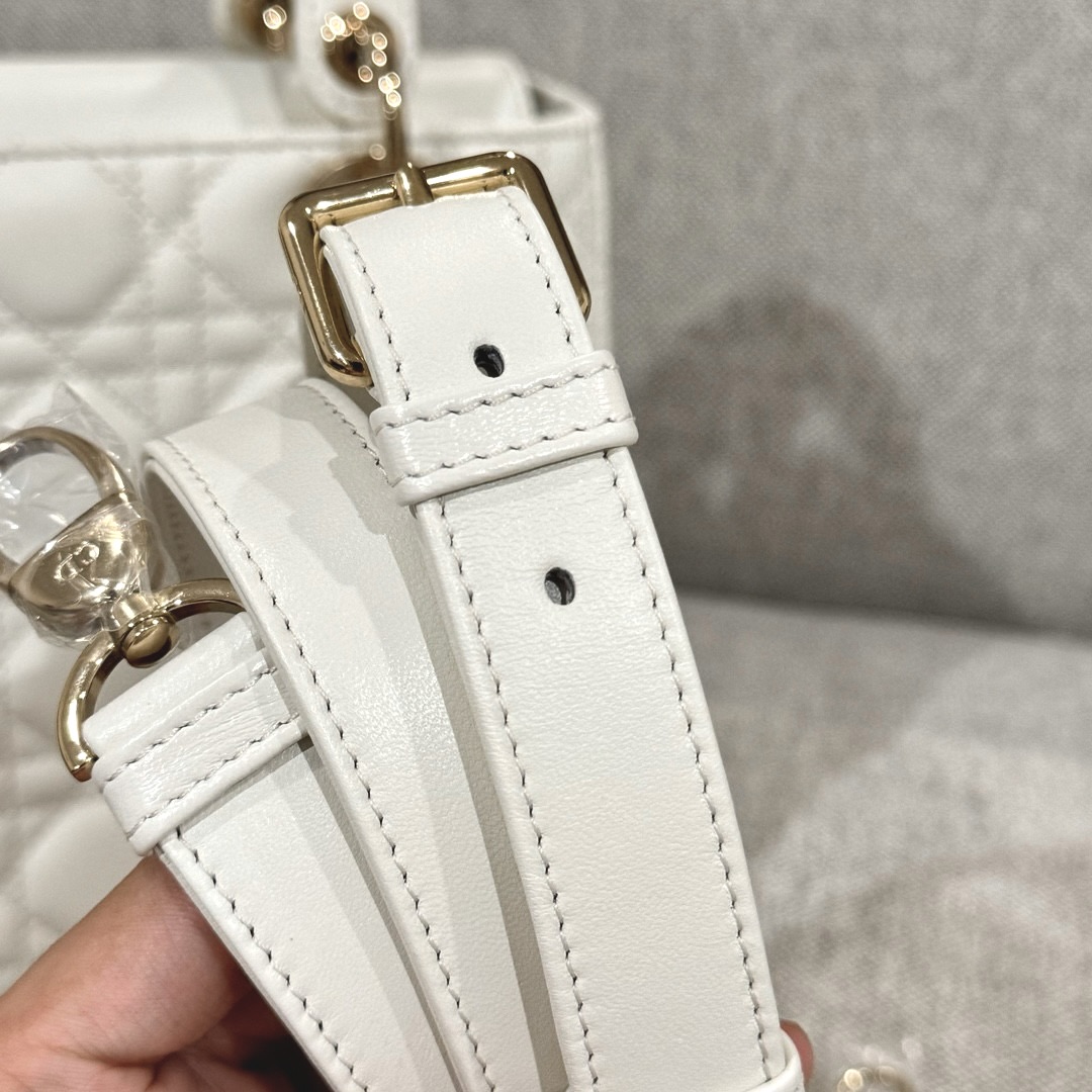 DIOR Medium Lady Dior Bag  In Latte Cannage Lambskin Gold  Hardware