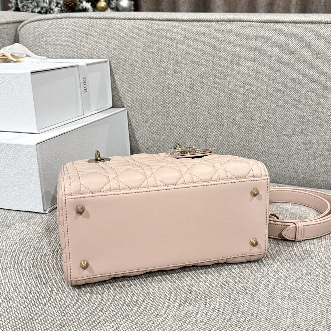 DIOR Medium Lady Dior Bag Powder Pink Cannage Lambskin Gold Hardware