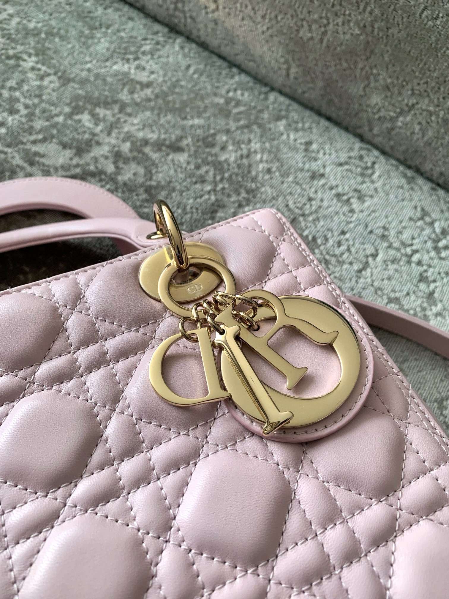 DIOR Medium Lady Dior Bag  Pale Pink Cannage Lambskin Gold Hardware