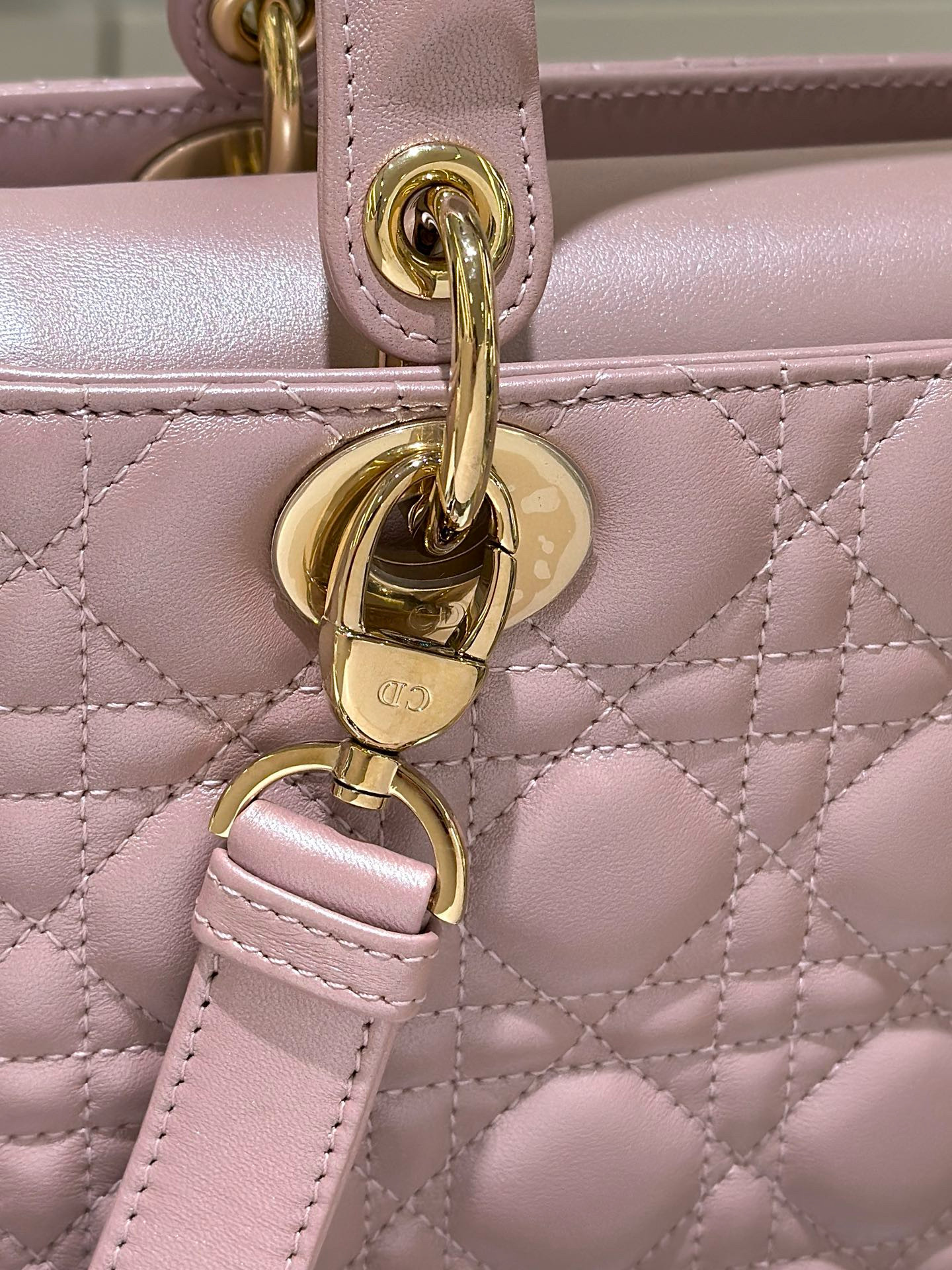 DIOR Medium Lady Dior Bag  Lotus Pearlescent Cannage Lambskin Gold Hardware