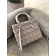 DIOR Medium Lady Dior Bag Grey Lambskin Silver Hardware