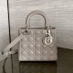 DIOR Medium Lady Dior Bag Grey Lambskin Silver Hardware