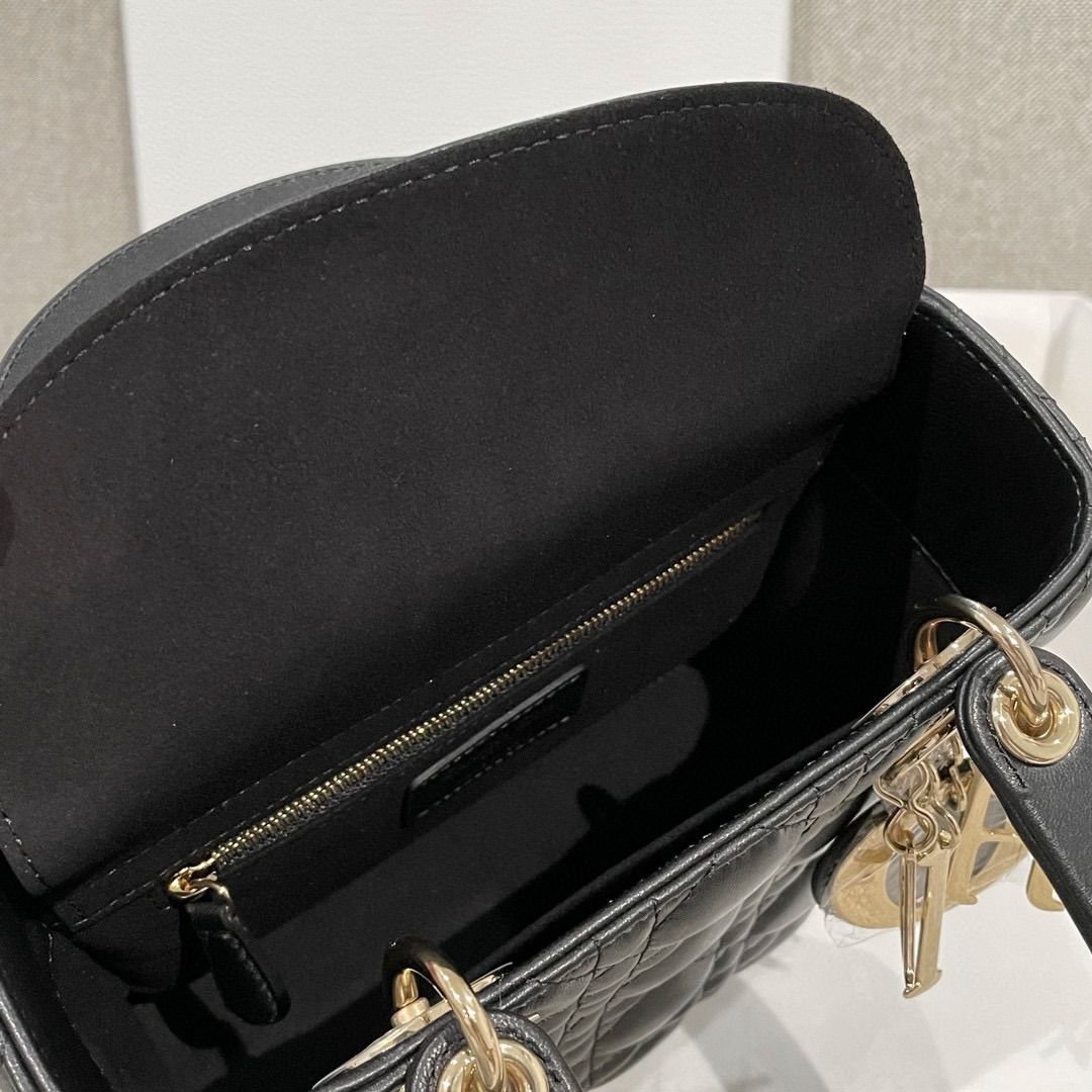 DIOR Small Lady Dior My ABCDior Bag Black Cannage Lambskin Gold Hardware