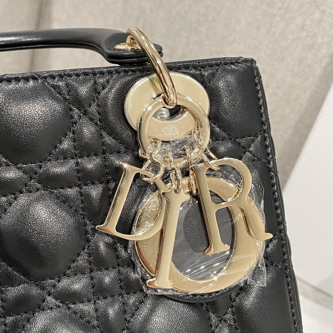 DIOR Small Lady Dior My ABCDior Bag Black Cannage Lambskin Gold Hardware