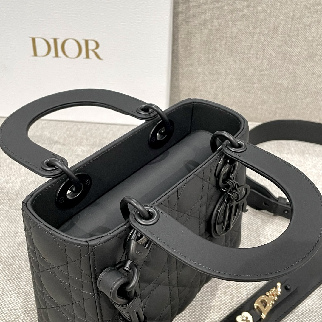 DIOR Small Lady Dior Bag Black Ultramatte Cannage Calfskin