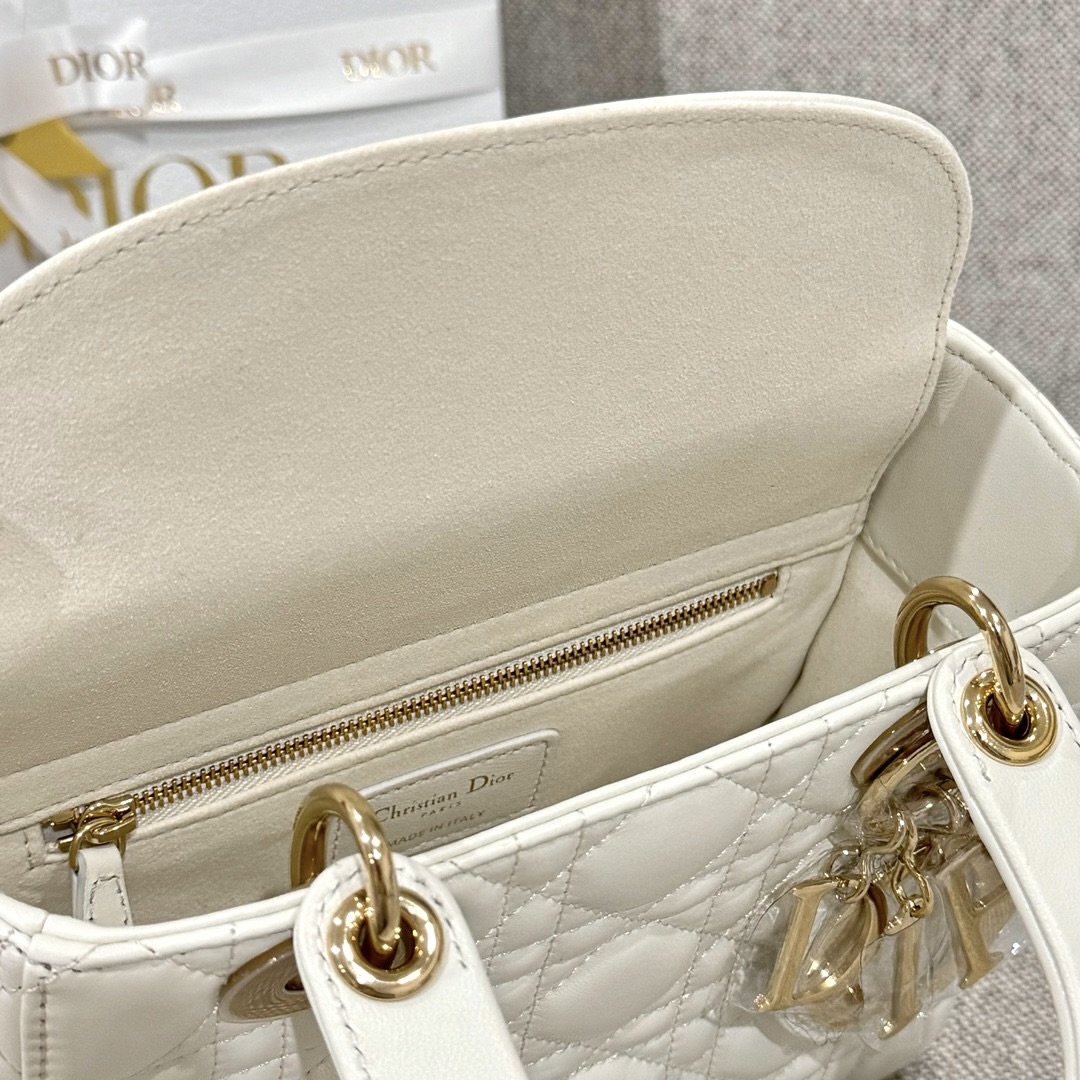 DIOR Small Lady Dior Bag Latte Cannage Lambskin Gold Hardware