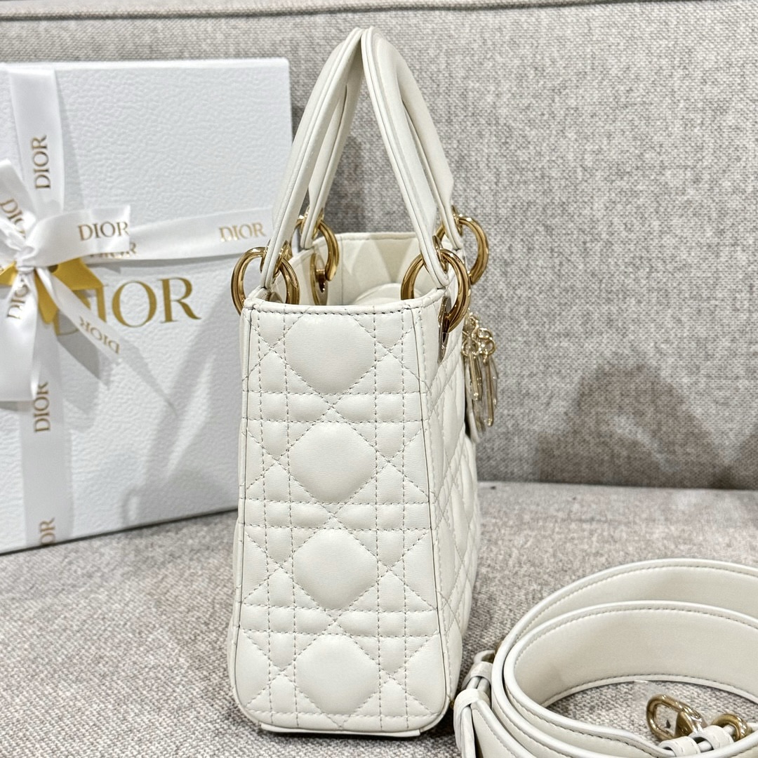 DIOR Small Lady Dior Bag Latte Cannage Lambskin Gold Hardware