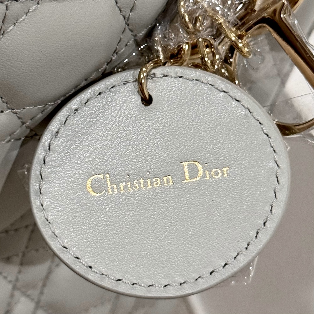  DIOR Small Lady Dior Bag In Cloud Gray Cannage Lambskin Gold Hardware