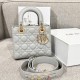  DIOR Small Lady Dior Bag In Cloud Gray Cannage Lambskin Gold Hardware