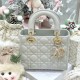  DIOR Small Lady Dior Bag In Cloud Gray Cannage Lambskin Gold Hardware