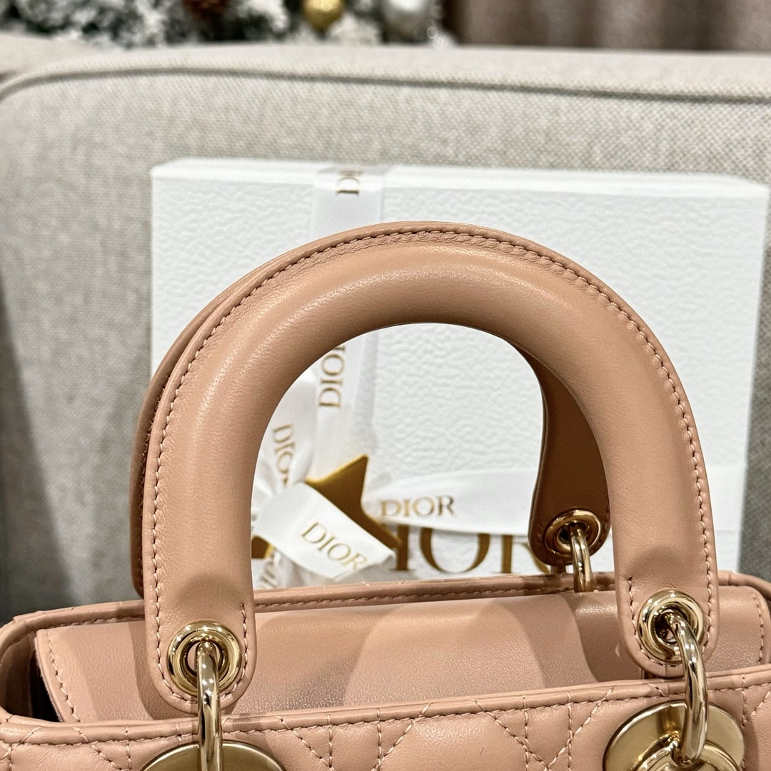 DIOR Small Lady Dior Bag Blush Cannage Lambskin Gold Hardware