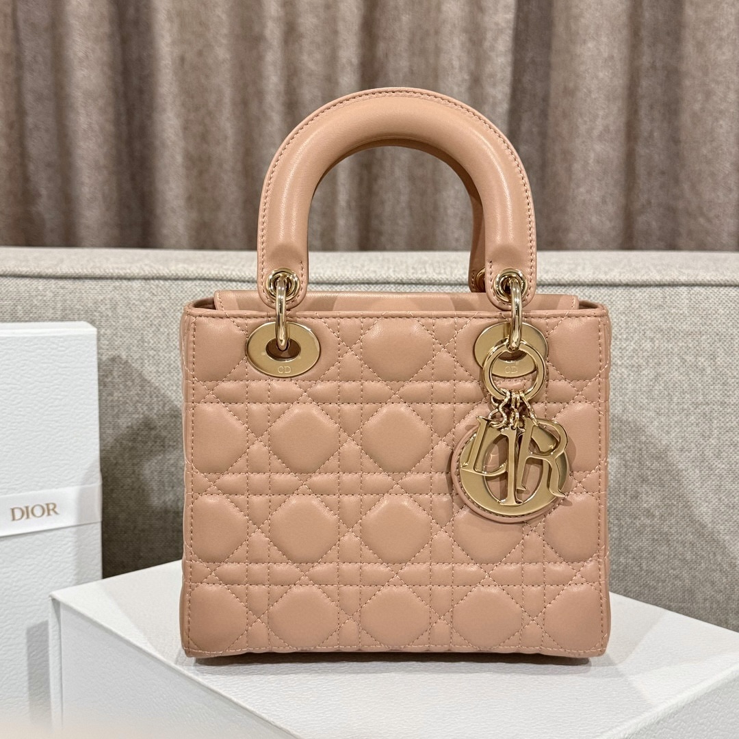 DIOR Small Lady Dior Bag Blush Cannage Lambskin Gold Hardware