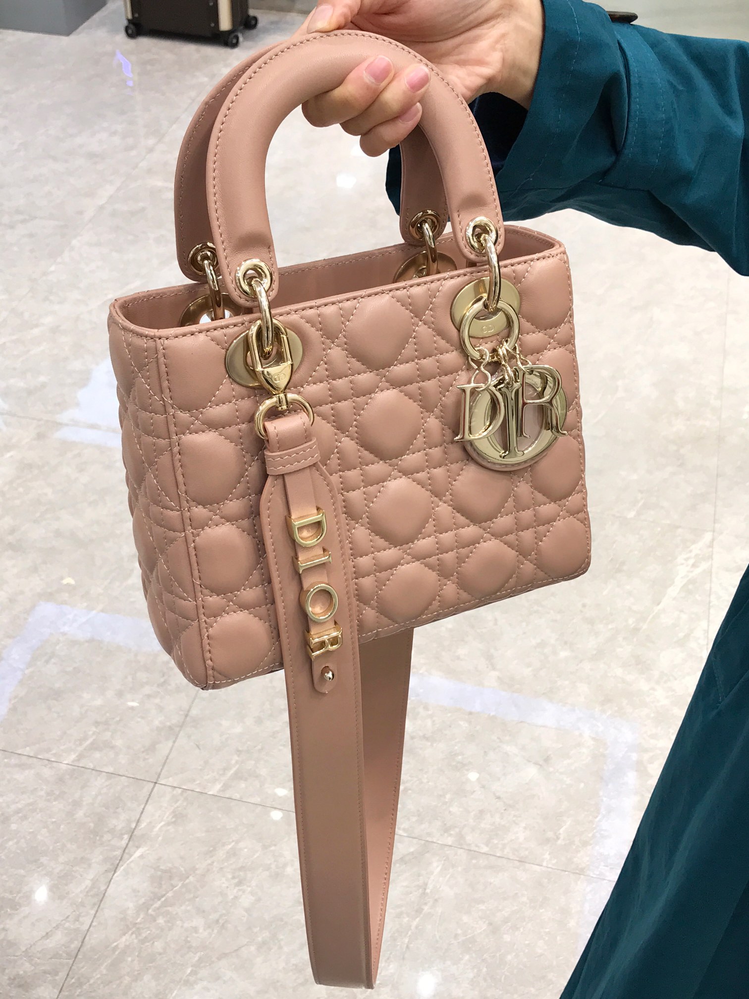 DIOR Small Lady Dior Bag Blush Cannage Lambskin Gold Hardware