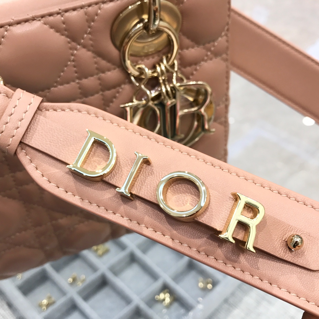 DIOR Small Lady Dior Bag Blush Cannage Lambskin Gold Hardware