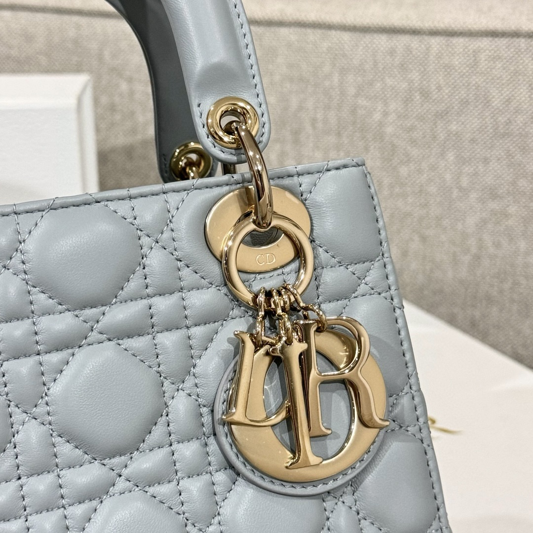 DIOR Small Lady Dior My ABCDior Bag Sky Blue Cannage Lambskin Gold Hardware