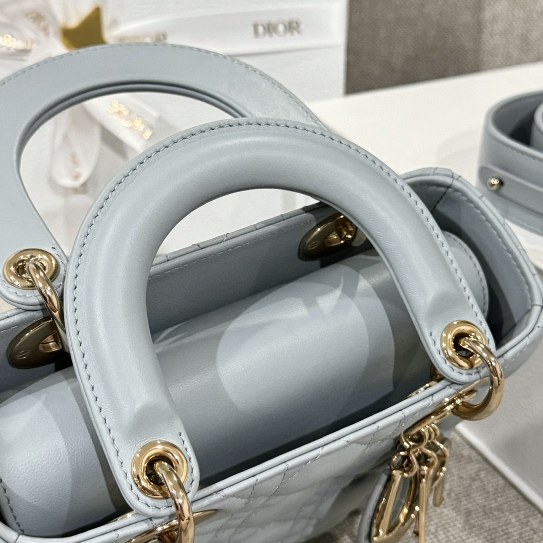 DIOR Small Lady Dior My ABCDior Bag Sky Blue Cannage Lambskin Gold Hardware