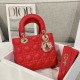 DIOR Small Lady Dior My ABCDior Bag Bright Red Cannage Lambskin Gold Hardware