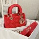 DIOR Small Lady Dior My ABCDior Bag Bright Red Cannage Lambskin Gold Hardware