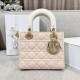 DIOR Small Lady Dior Bag Two-Tone Powder Pink and Latte Cannage Lambskin Gold Hardware