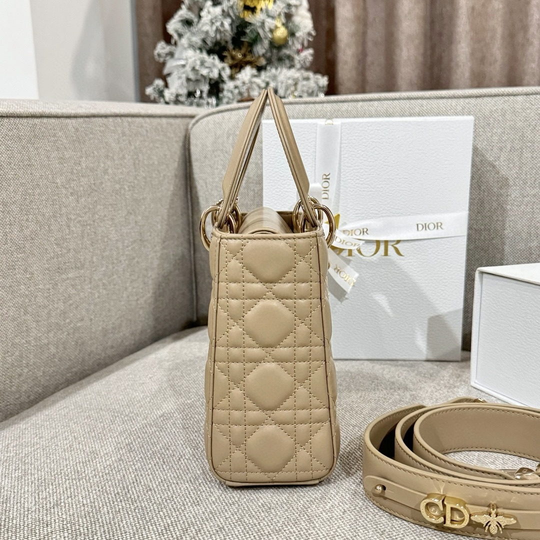 DIOR Small Lady Dior My ABCDior Bag Sand-Colored Cannage Lambskin Gold Hardware