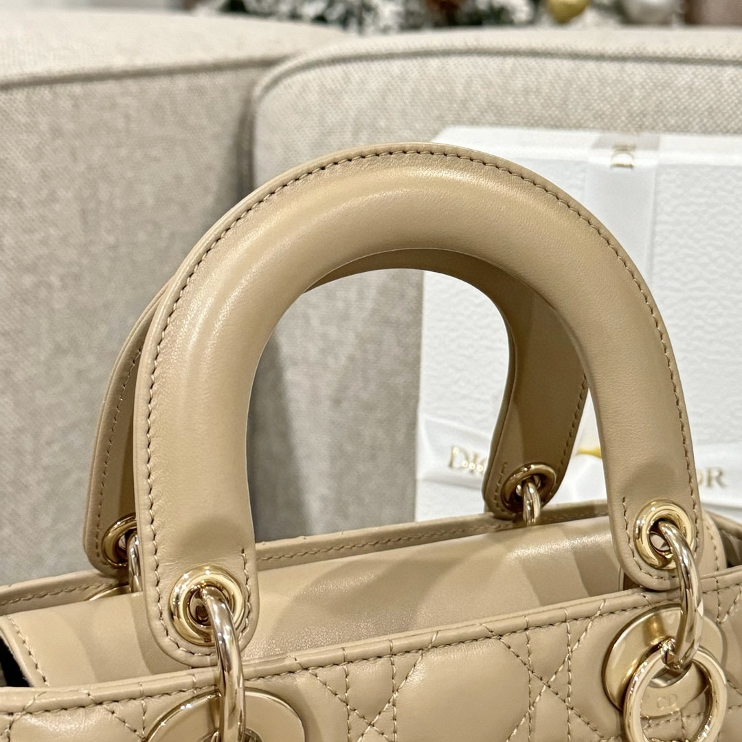 DIOR Small Lady Dior My ABCDior Bag Sand-Colored Cannage Lambskin Gold Hardware