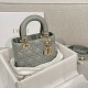 DIOR Small Lady Dior My ABCDior Bag Stone Gray Cannage Lambskin Gold Hardware