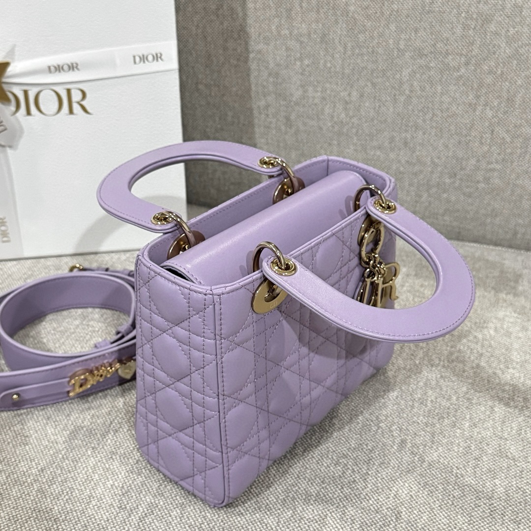 DIOR Small Lady Dior My ABCDior Bag Lilac Cannage Lambskin Gold Hardware