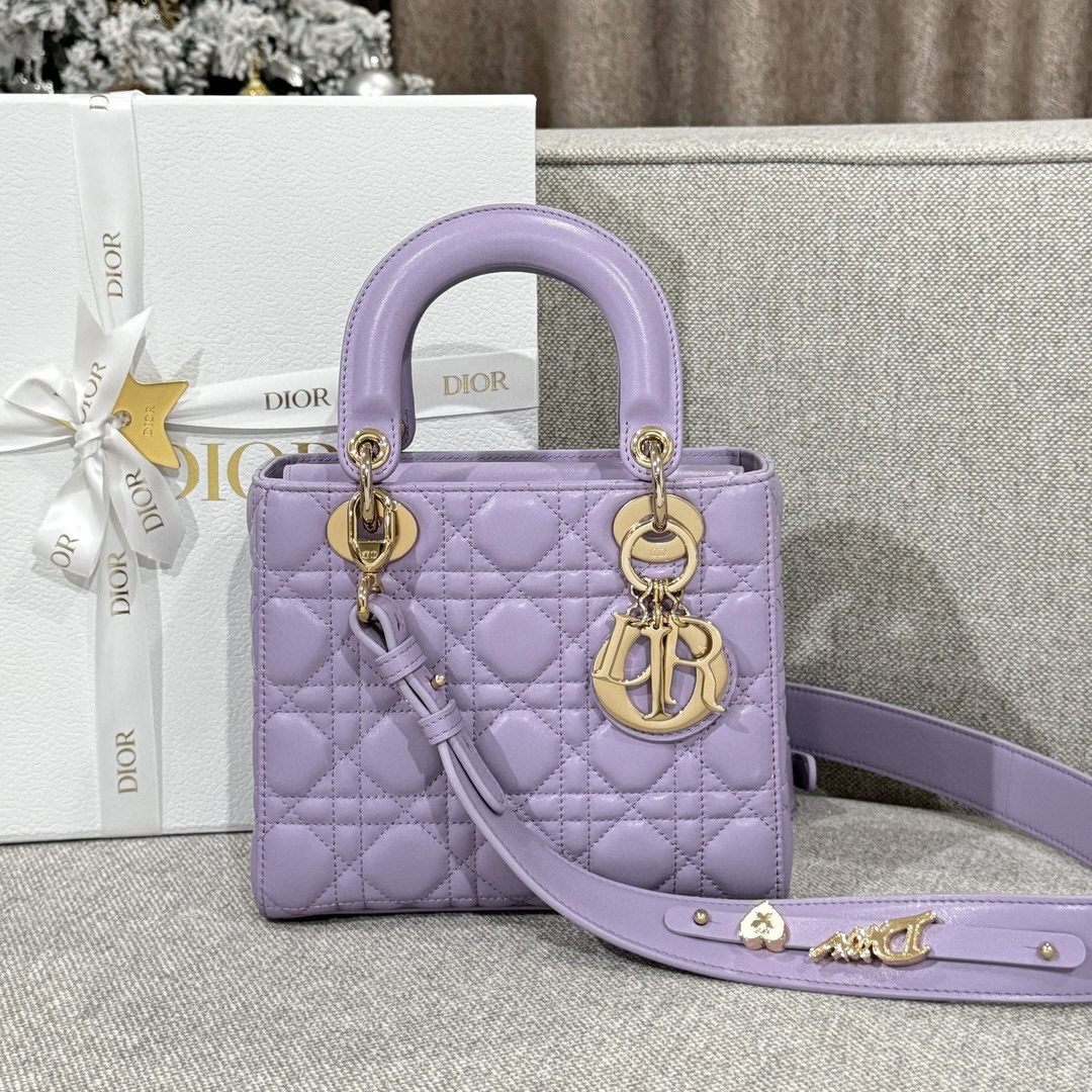 DIOR Small Lady Dior My ABCDior Bag Lilac Cannage Lambskin Gold Hardware