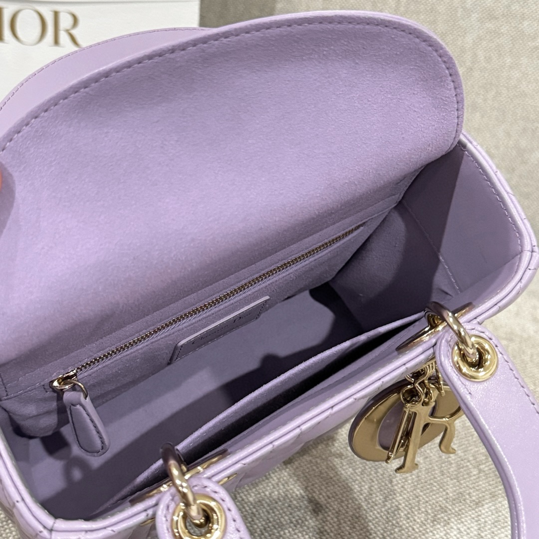 DIOR Small Lady Dior My ABCDior Bag Lilac Cannage Lambskin Gold Hardware