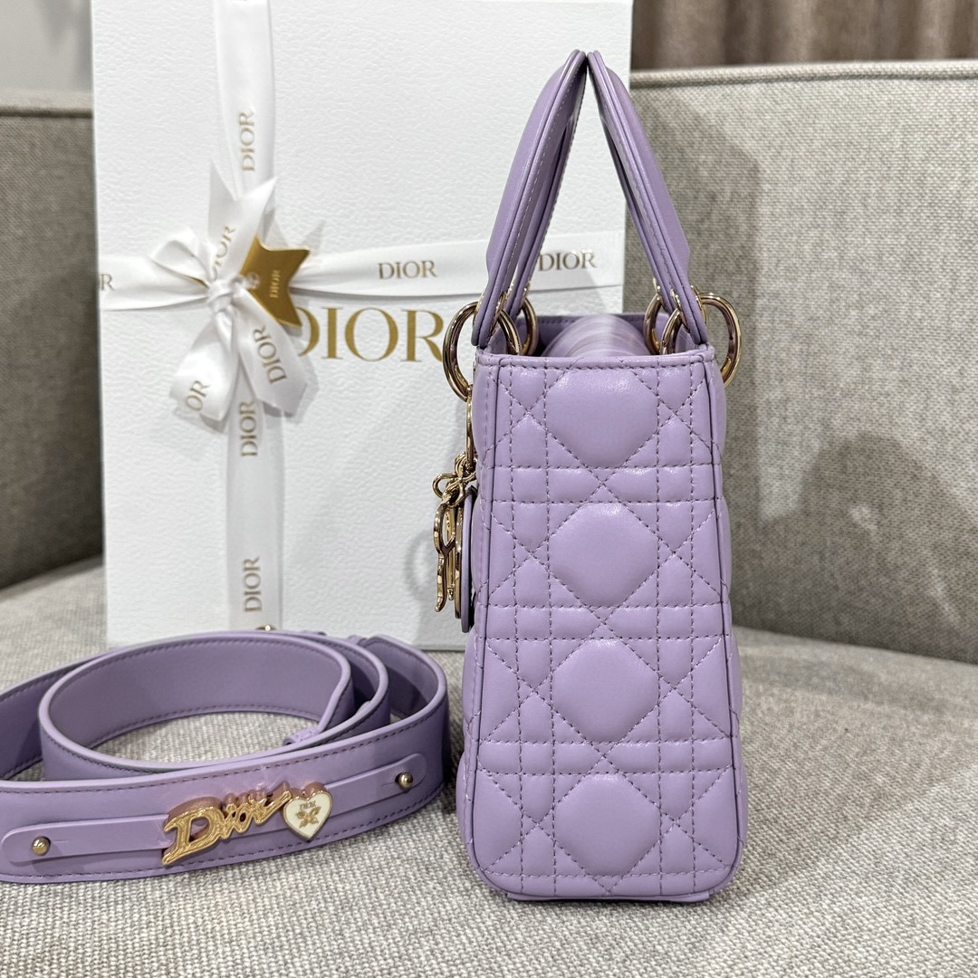 DIOR Small Lady Dior My ABCDior Bag Lilac Cannage Lambskin Gold Hardware