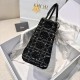 DIOR Medium Lady D-Lite Bag Black and White Cannage Tweed Gold Hardware