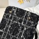 DIOR Medium Lady D-Lite Bag Black and White Cannage Tweed Gold Hardware