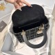 DIOR Medium Lady D-Lite Bag Black and White Cannage Tweed Gold Hardware