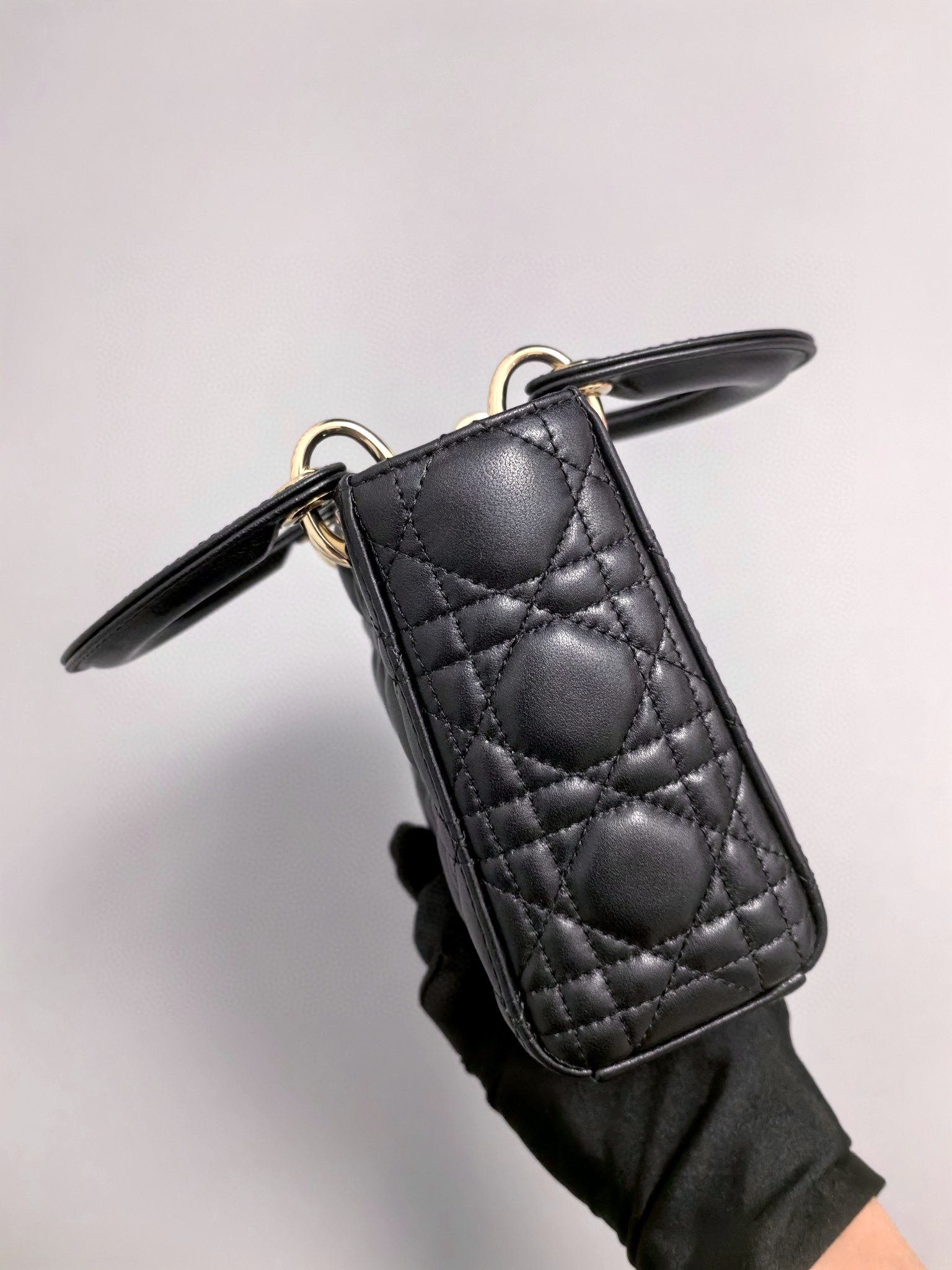 DIOR Mini Lady Dior Bag Black Cannage Lambskin Gold Hardware