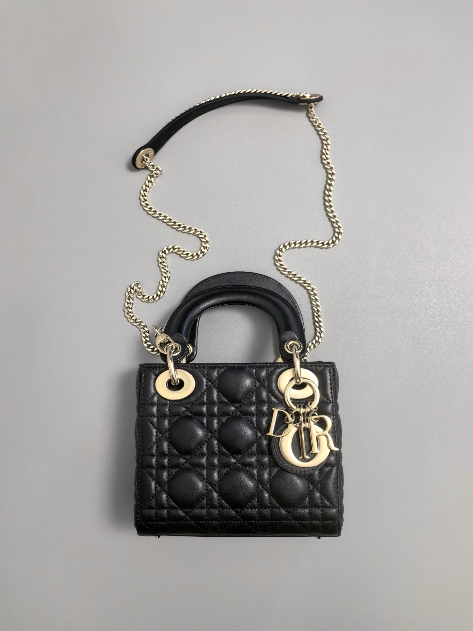 DIOR Mini Lady Dior Bag Black Cannage Lambskin Gold Hardware